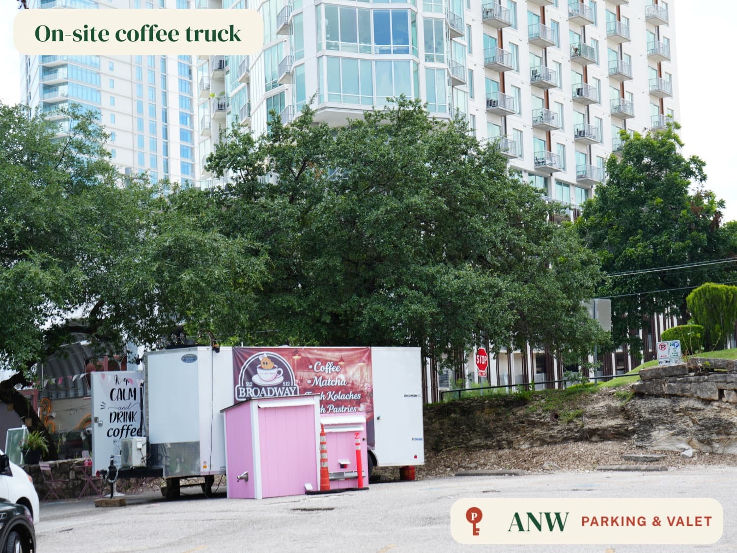 ANW parking lot, the on-site coffee truck